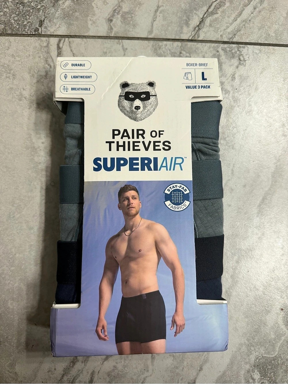 Pair of Thieves SuperAir Boxer Brief Men's SuperAir Boxer Briefs Blue Large NWT